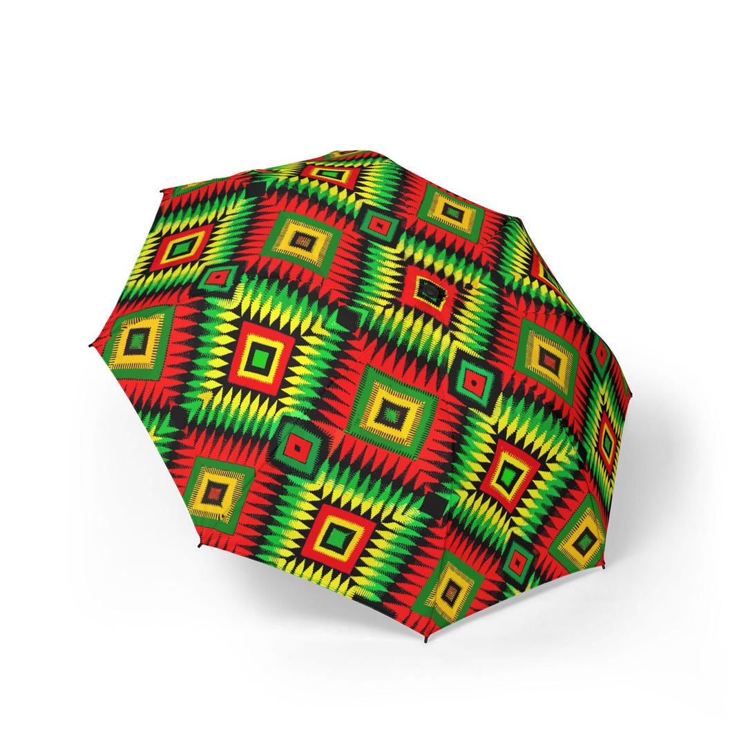 Kente Cloth Diamond Print Foldable Umbrella, Black History Month