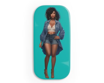 Custom iPhone Grip, Teal Blue Background, Personalized Photo Click-On Grip, Bridal Party Gift