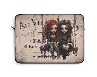 Gothic Girls Laptop Sleeve, Whimsical Fantasy Art, Tech Accessory