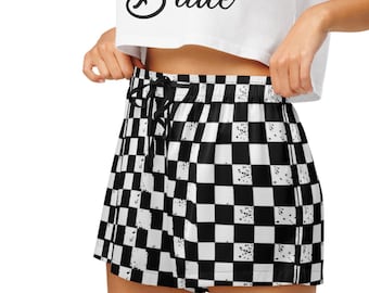 Grunge Checker Pajama Shorts, Silky Soft Lounge Set