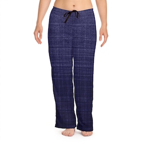 Navy Wide Leg Pajama Pants, Cozy Holiday Loungewear Gift, Stylish Sleepwear Bottoms, Drawstring Waist Lounge Pants, Chic Pajamas