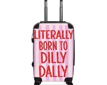 Maleta Born to Dilly Dally, equipaje de vacaciones con rayas rosas, regalo de viaje para ella.