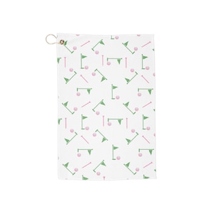 Pink and Green Golf Towels, Sports Clubhouse Vibe, Fun Gift for Ladies Golf Theme Celebrations, Charming Accessories, Ideal Golfers Present,