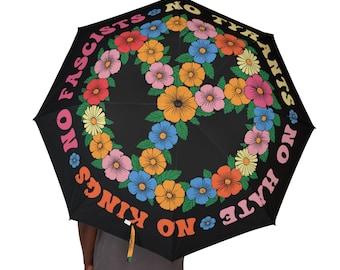 Paraguas de protesta, símbolo de paz floral bohemio, accesorio activista,