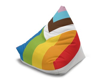 Proud Ally Bean Bag Chair Cover, Rainbow Chevron Stripe Flag, Gay Pride, Queer Home Decor, Inclusive Housewarming Gift