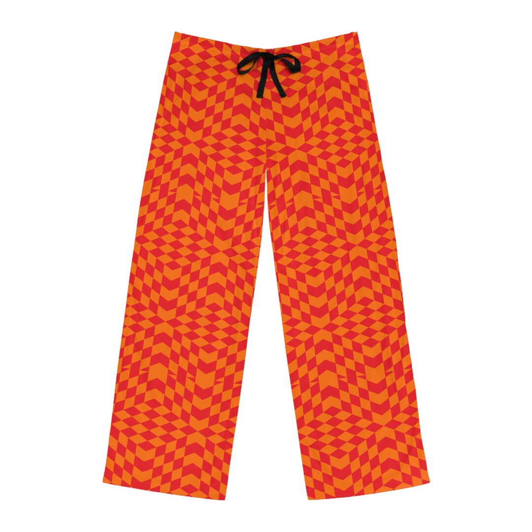 Unisex Tangerine Checker Pajama Pants – Cozy Halloween Lounge Wear ...
