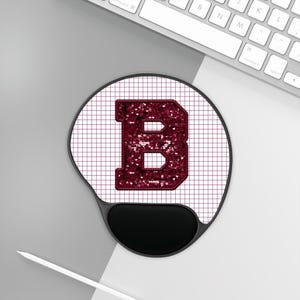 Personalized Glitter Mouse Pad with Wrist Rest, Burgundy Desk Accessory, Perfect Gift for Students, Work from Home, Office Decor, Dorm