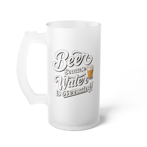 Frosted Glass Beer Mug - Custom Drinking Glass for Beer Lovers, Party Gift, Home Bar, Birthday Gift for Him, Personalized Toasting Mug