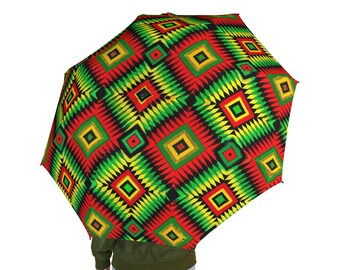 Kente Cloth Diamond Print Foldable Umbrella, Black History Month