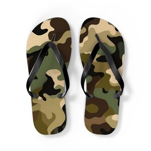 Camo Flip Flops | Summer Sandals, Beach Flip Flops, Camping Gear, Casual Outdoor Essentials, Military Camouflage Print, Poolside Slippers