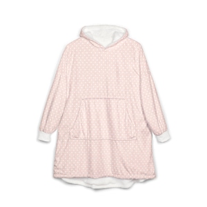 Cozy Polka Dot Hooded Blanket, Soft Pink Blanket Hoodie, Oversized Lounge Wear, Relaxation Gift image 1