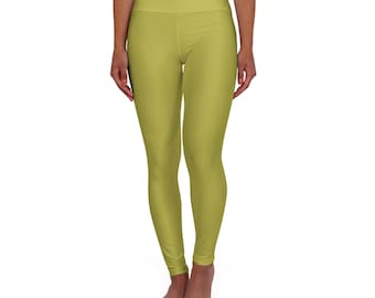 Leggings de yoga vert olive personnalisés, Pantalons de Pilates taille haute, Vêtements de sport, Leggings extensibles confortables, Vêtements de sport pour elle