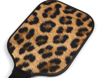 Leopard Print Pickleball Paddle Set, Wood Paddles, Chic Sport Gear, Outdoor Fun