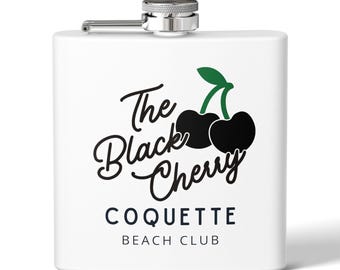 Petaca Black Cherry Beach, diseño Dark Coquette, 177 ml, accesorio de bar de acero inoxidable, regalo original para fiestas de cócteles.