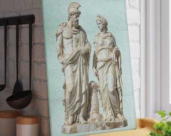 Greek Statue Tempered Glass Cutting Board, Elegant Kitchen Decor, Art-Inspired Serving Board, Wedding Gift