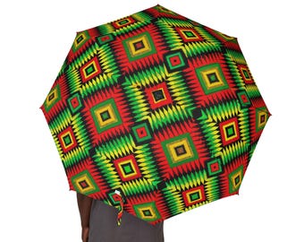 Kente Cloth Diamond Print Foldable Umbrella, Black History Month
