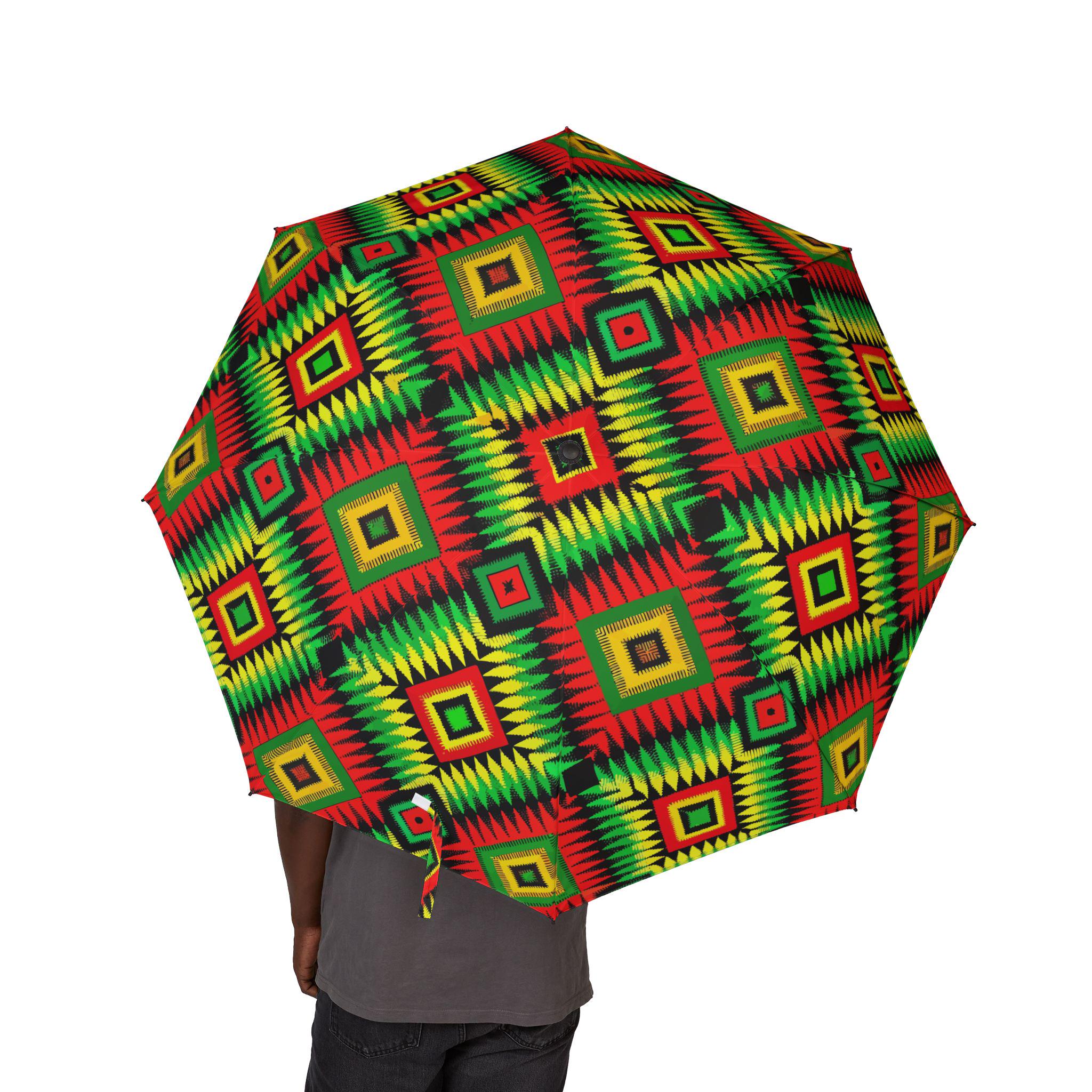 Kente Cloth Diamond Print Foldable Umbrella, Black History Month