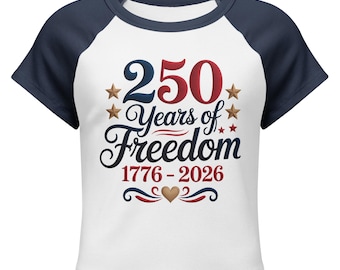 Camiseta "Feliz cumpleaños América", camiseta para bebé del 250.º aniversario, raglán roja o azul, camiseta de microcanalé para mujer, regalo patriótico para ella