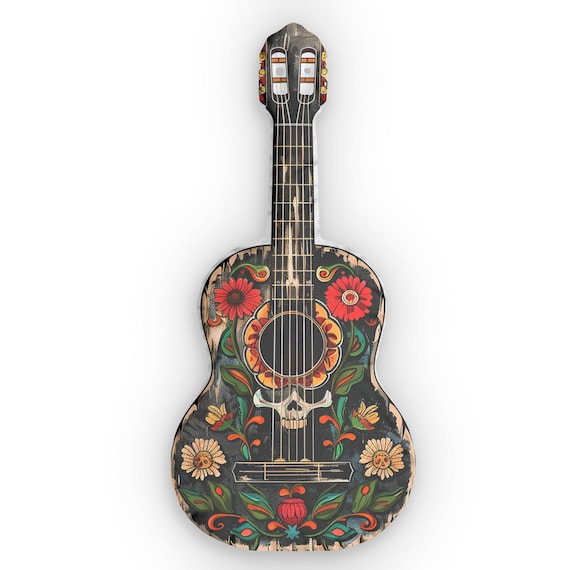 Almohada con forma de guitarra, almohada personalizada, rosas