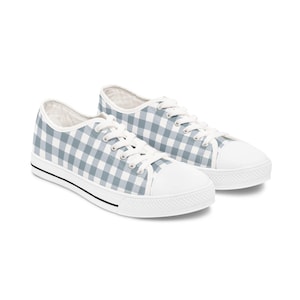 Chic Grey Gingham Women&#39;s Sneakers | Casual Comfort, Trendy Footwear, Everyday Style, Gift for Her, Spring Fashion