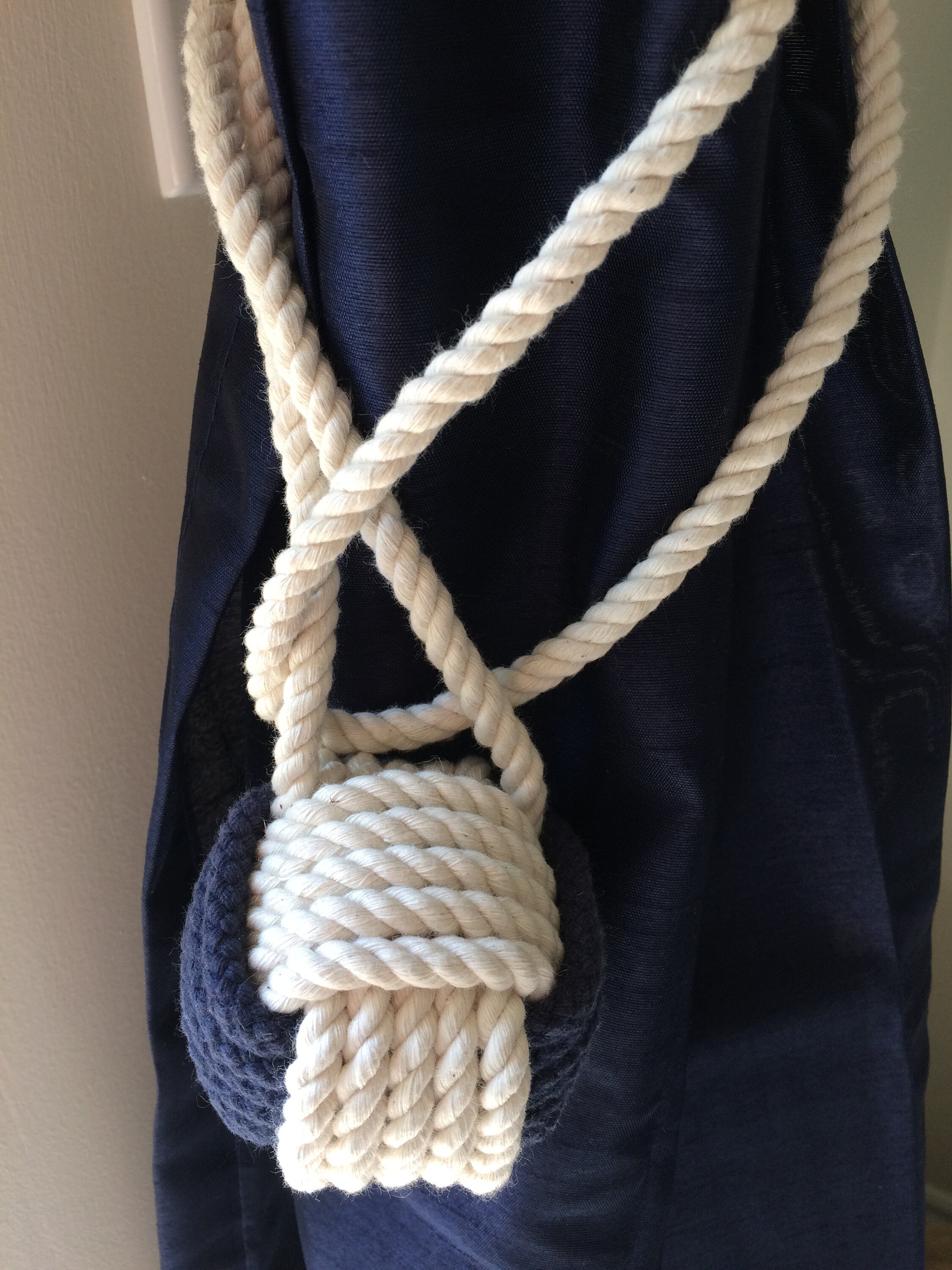 Nautical Tie backs Two Colours Navy Blue & White Ties Rope Etsy