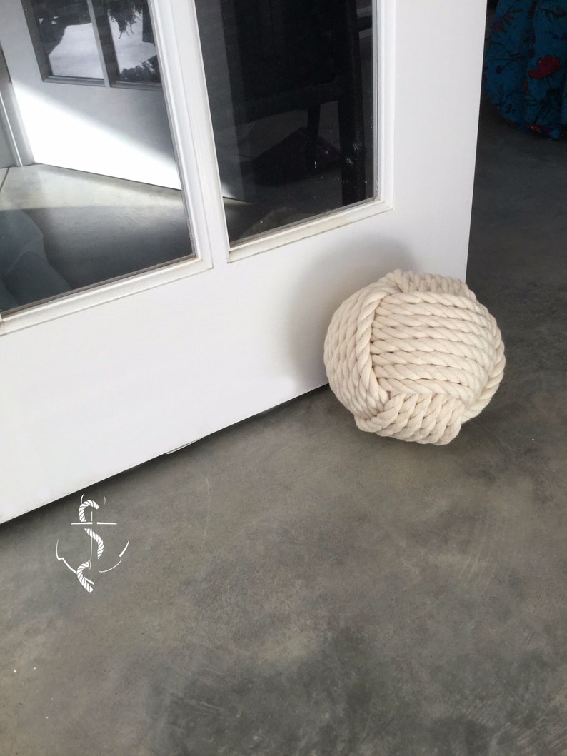 Soft Cotton Rope Doorstop Nautical Gift Ideas Made in Canada 1 Monkey Fist Rope Doorstop