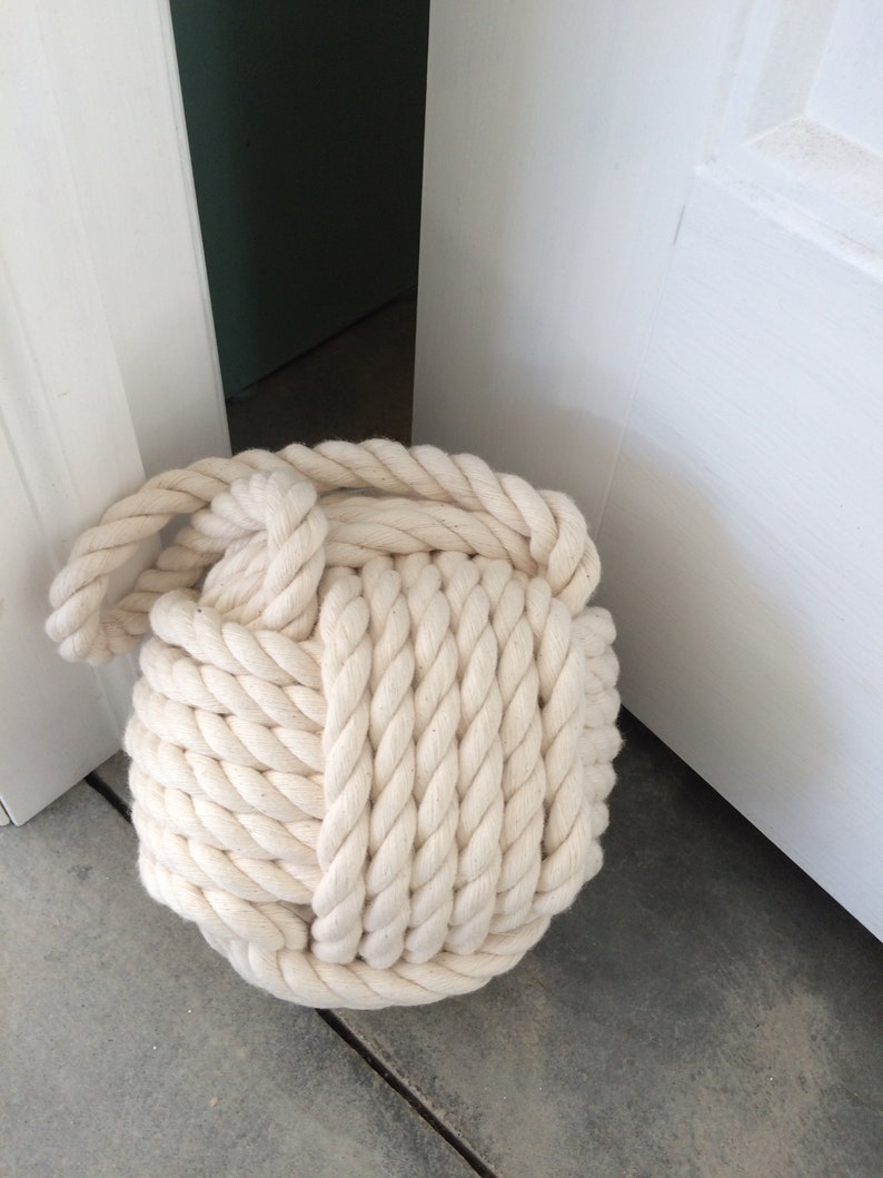 Soft Cotton Rope Doorstop Nautical Gift Ideas Made in Canada 1 Monkey Fist Rope Doorstop