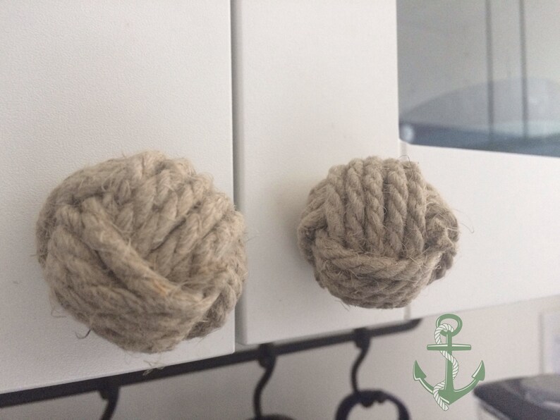 10 Jute Rope Knobs Nautical Rope Dresser Pulls Rope Etsy
