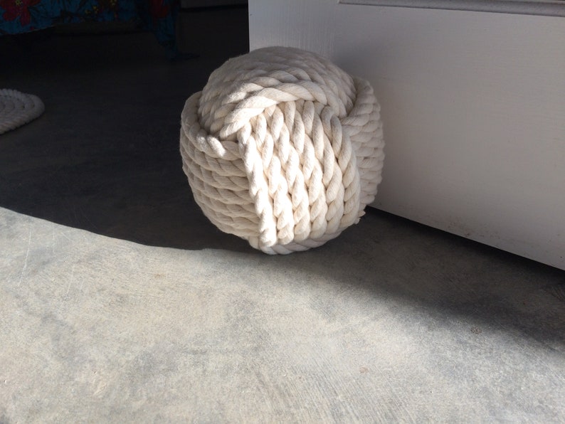 Soft Cotton Rope Doorstop Nautical Gift Ideas Made in Canada 1 Monkey Fist Rope Doorstop