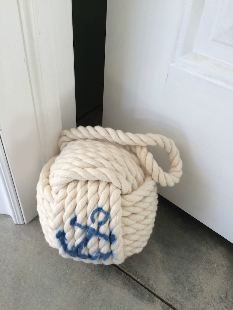 Soft Cotton Rope Doorstop Nautical Gift Ideas Made in Canada 1 Monkey Fist Rope Doorstop