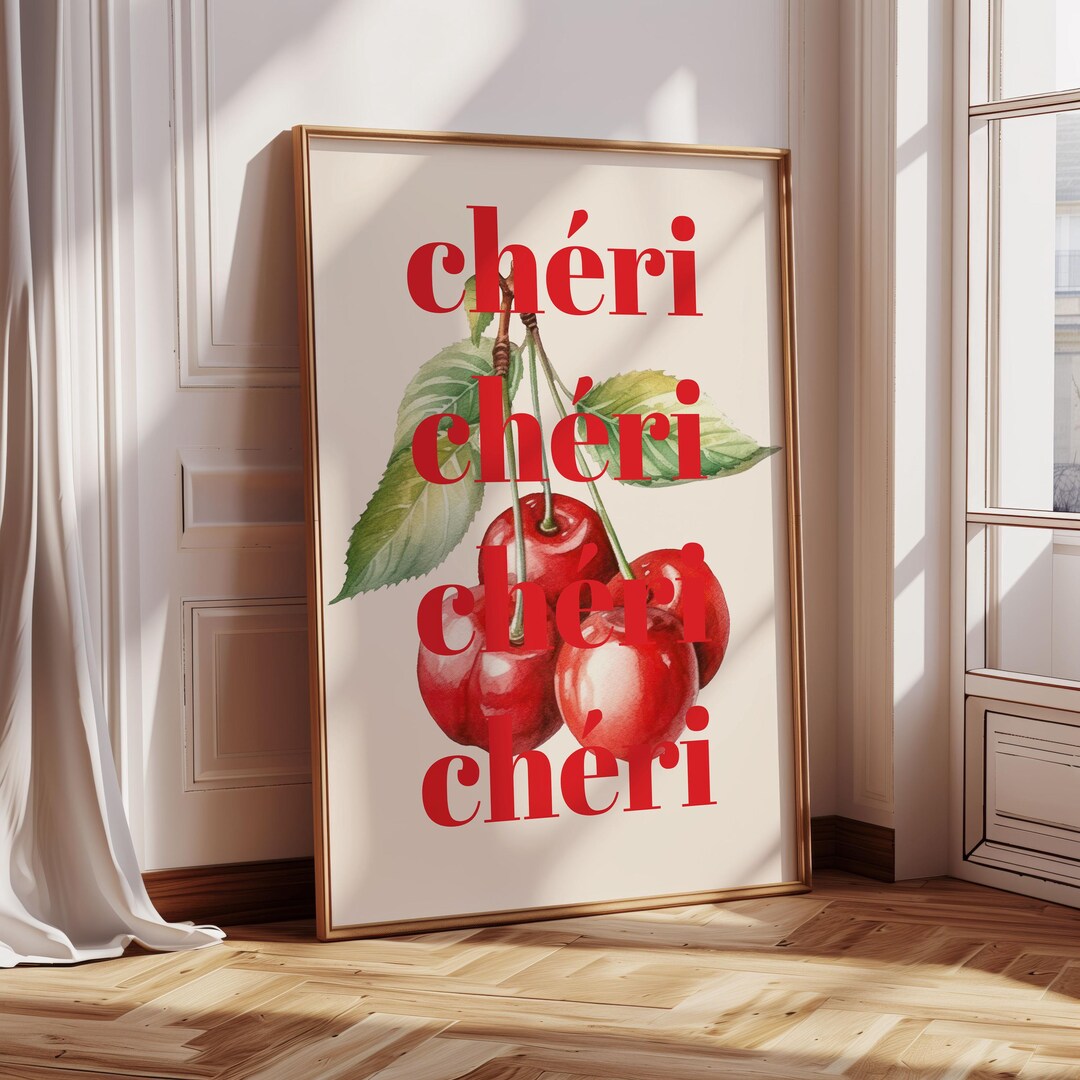 Cheri cherry Wall Art Decor Printable Retro Poster Decor Cute ...