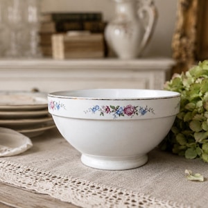 Vintage Richard Ginori Floral Porcelain Bowl, Italian Footed Bowl, Gold Trim, Made in Italy, Collectible Italian China