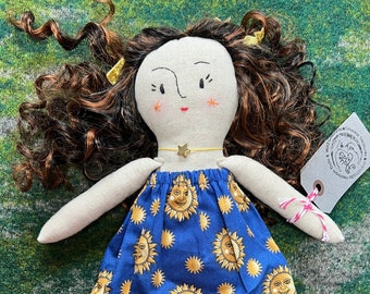 Celestial Heirloom Doll OOAK Art Doll Moon Child Curly Hair Keepsake Doll Real Heir Doll