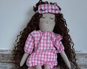 Sleeping Beauty Soft Doll, Timeless Heirloom Doll Keepsake Childhood Memories Doll with Curly Hair Extensions