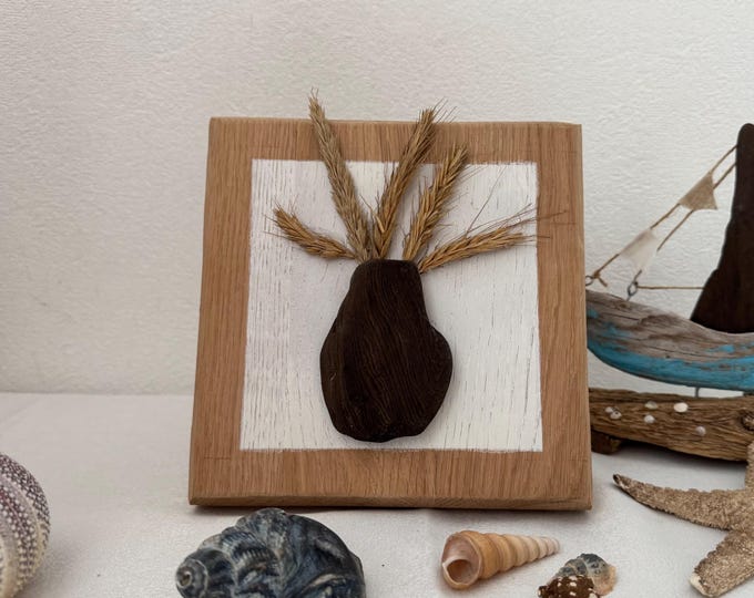 Treibholz Deko als Weihnachtsgeschenk. Deko skandinavisch als Wand Holz Deko. Ein Eichenschild als maritimes Wandbild Handmade. Boho Deko.