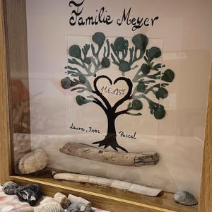 Quadro murale personalizzato con conchiglia raffigurante l'albero della vita, idea regalo per compleanno, matrimonio, festa della mamma, decorazione murale dipinta a mano sul Mar Baltico e sul Mare del Nord.