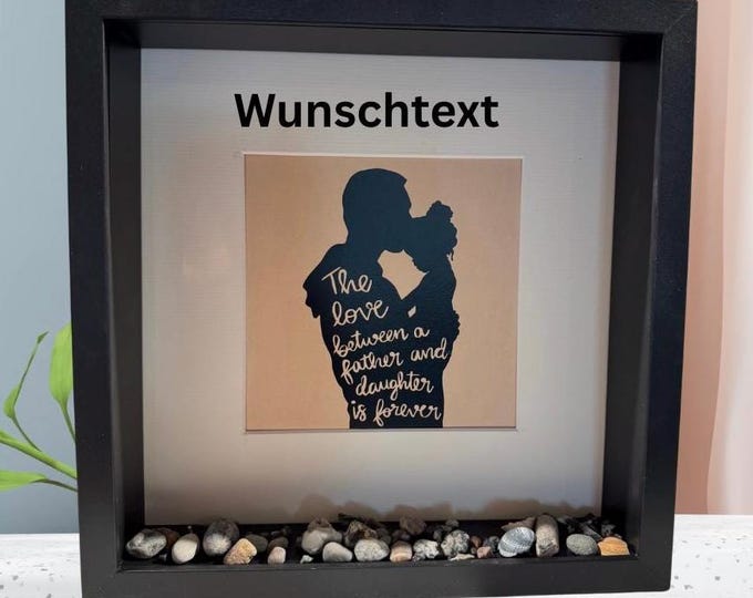 A birthday gift for father from daughter. Picture frame with a plotter motif and personalized text. Also available with North Sea beach finds.