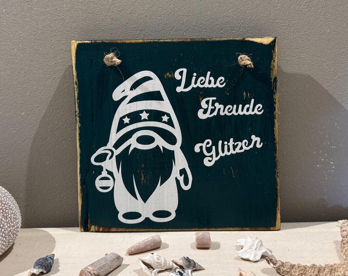 Holz Dekoschild Weihnachten 19 x 18,5 cm zum aufhängen - Türschild Weihnachten Handmade - skandinavische Weihnachtsdeko, Weihnachtsdeko Holz