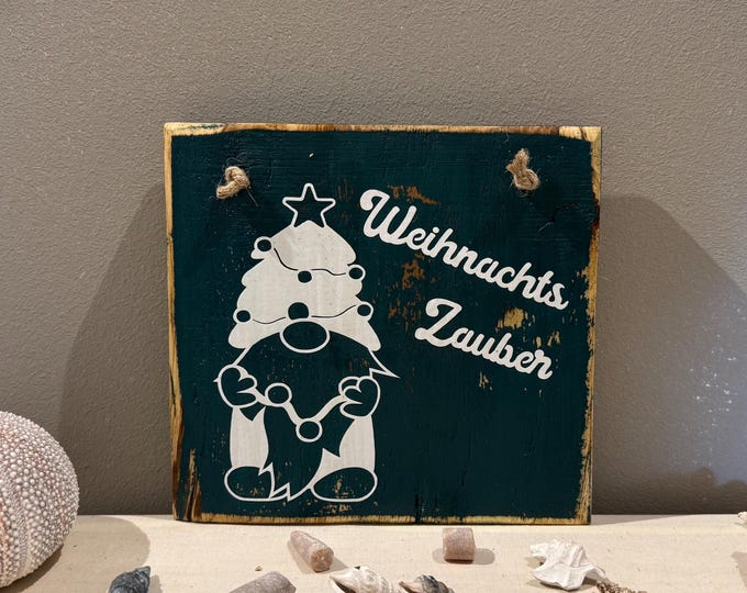 Holz Dekoschild Weihnachten 20 x 18,5 cm zum aufhängen - Türschild Weihnachten Handmade - skandinavische Weihnachtsdeko, Weihnachtsdeko Holz