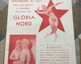 Vintage Hippodrome of 1955 Poster for Gloria Nord Milwaukee