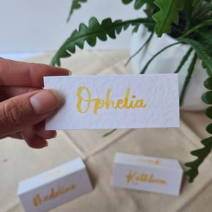 Yellow Watercolour Calligraphy Placecards | Wedding Calligraphy | Personalised Placecard | Hand Lettered | Wedding Stationary | Tented Card