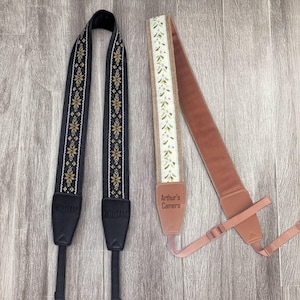 Vintage Floral Embroidered Wildflower Camera Strap,  Personalized Camera Strap, Adjustable Padded Camera Neck Strap, Photographer Gift