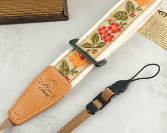 Customizable Camera wrist strap, Embroidered Floral Camera Strap, Camera Neck Strap, Camera Accessories, Gift for Photography Enthusiast