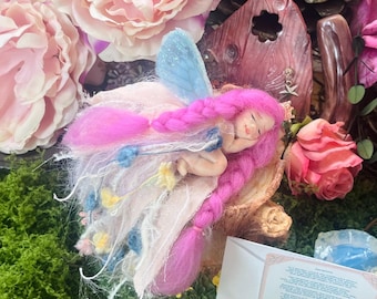 OOAK Fairy, Sleeping Fairy, Forest Fairy, Fairy Garden, Fairy Door, Teeny Tiny Forest Fairy, Fairy Gift, Gift For Her, Miniature Fairy.
