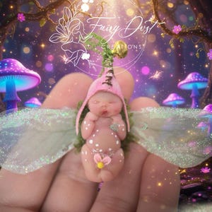 Ooak Baby Fairy Sculpture, Miniature Fairy Garden Decor, Sleeping Fairy, Handmade Baby Fairy Shower, Polymer Clay Baby, sleeping elf,