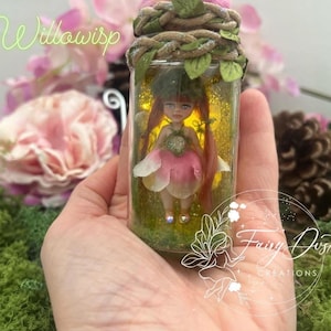 Ooak Fairy Jar / freshly caught fairy / Fairy / life like figurines/ magical gift / magical / fantasy/ miniature fairy / light up fairy