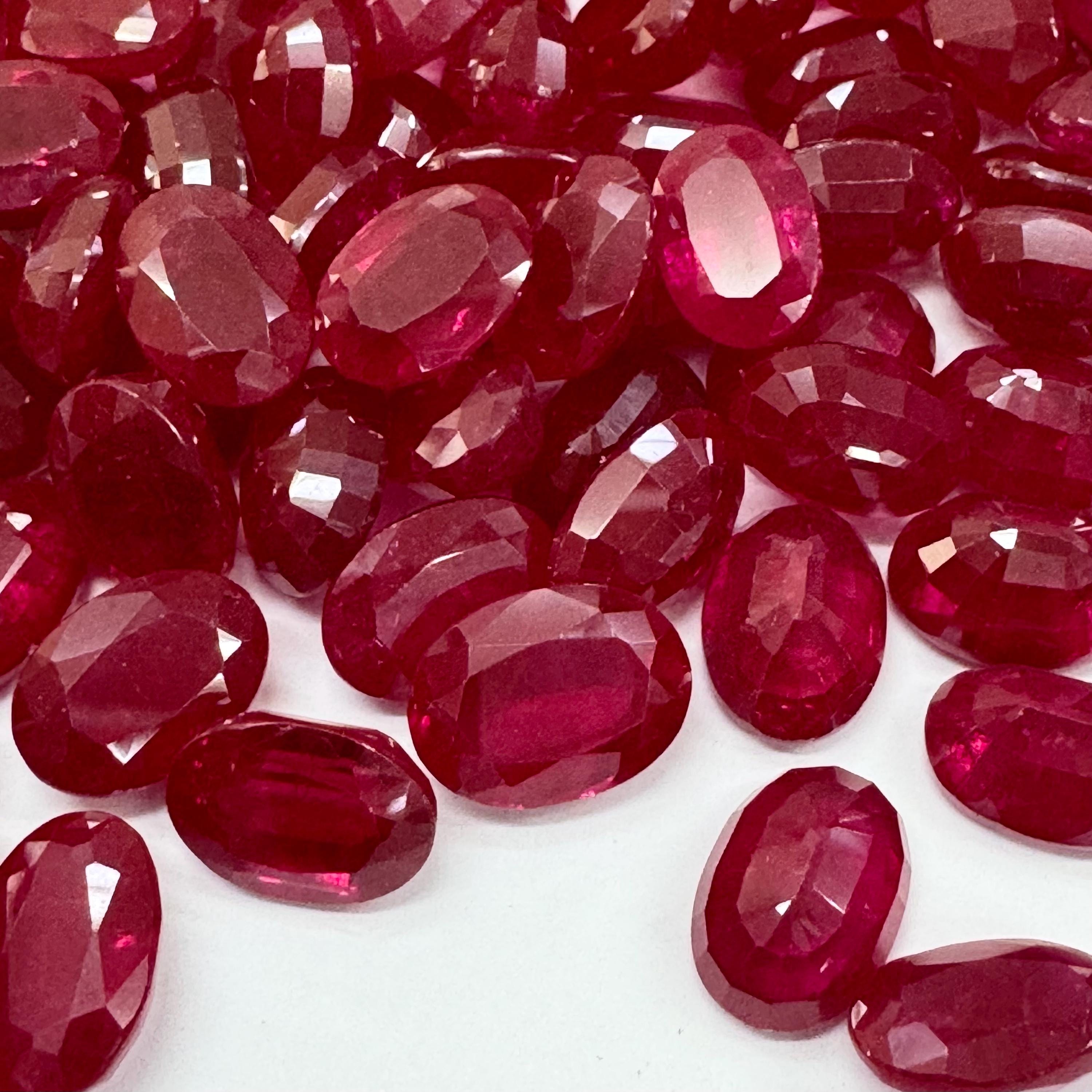 Ruby Oval With Pretty Visible Inclusion Loose Lab Created Gemstone ...