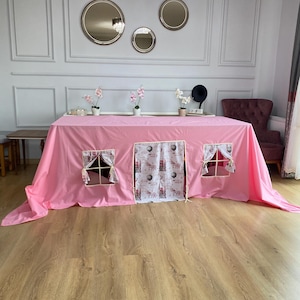 Tablecloth playhouse, tent table, play tent, playhouse for kids, Table Playground, Indoor Theater, Birthday Party Accessory, Girl Playhouse