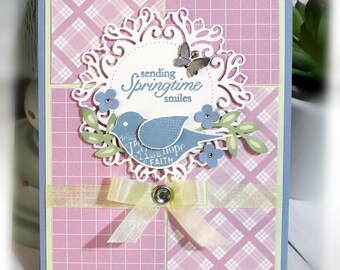 Tarjeta de Pascua/Primavera: Enviando sonrisas primaverales