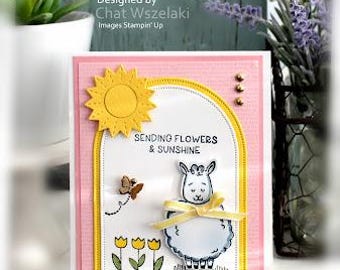 Thinking of You Card- Sending Flowers and Sunshine